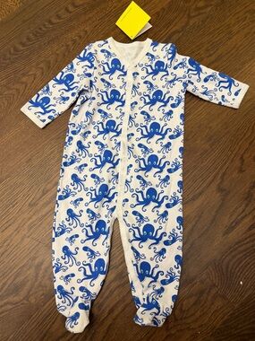 Roberta Roller Rabbit Blue Octopus Print Footed One-Piece Snap